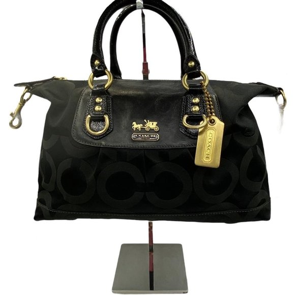Coach Handbags - Coach Madison Sabrina Black Op Art Jacquard Satchel Bag 12947